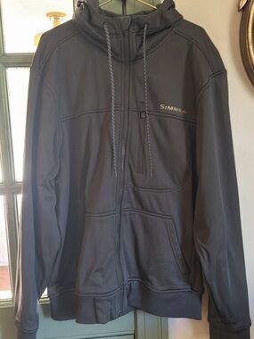 Simms Black Hooded Performance Zip Jacket